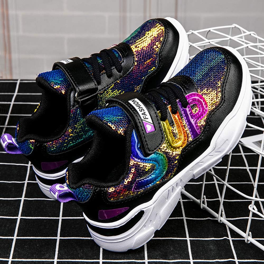 HSNA Mädchen Turnschuhe Sparkle Scales Sneaker Kinderschuhe mit Klettverschluss(28-38 EU), 26 EU Sch