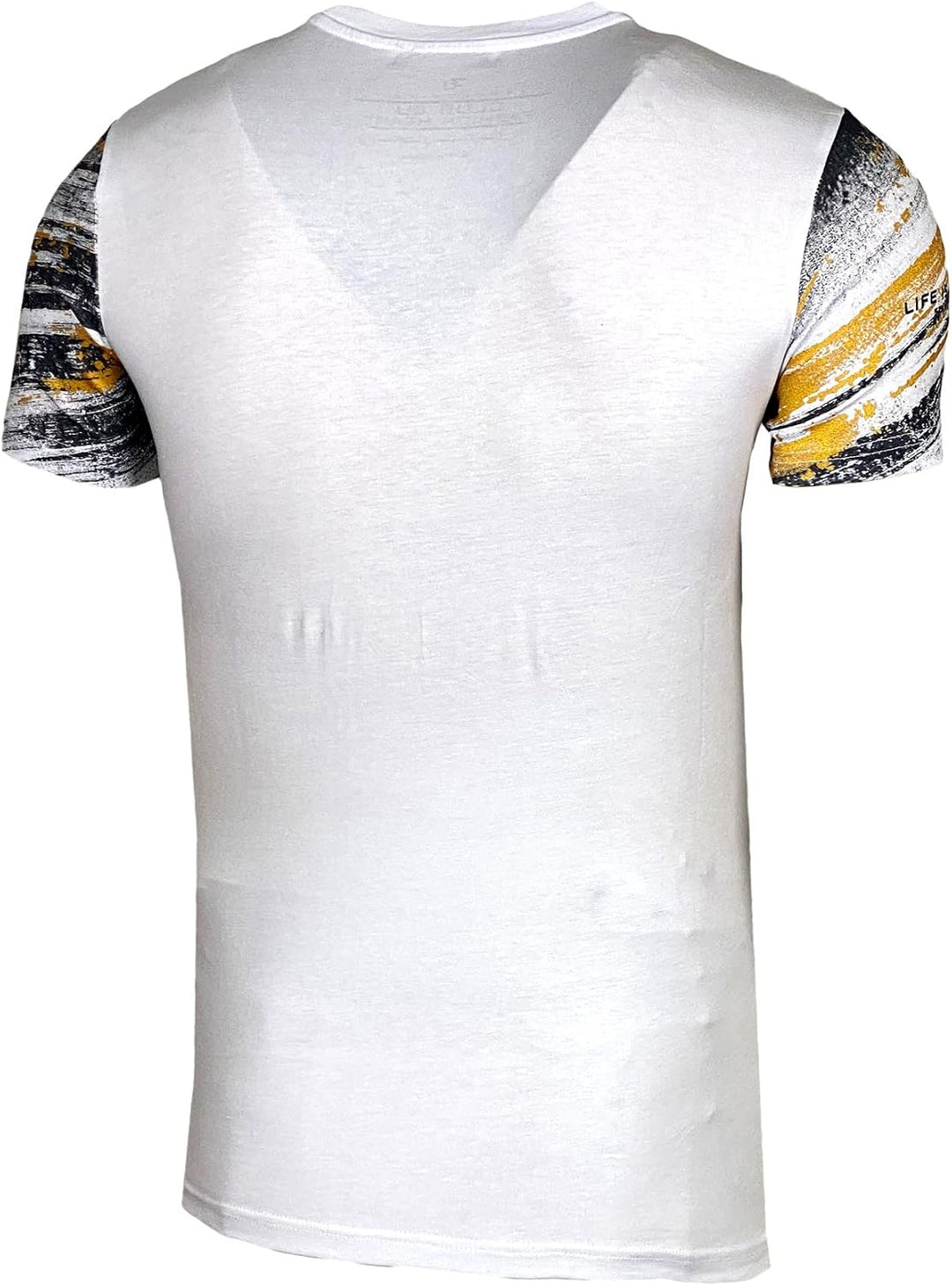 Herren Rundhals Vintage T-Shirt Kurzarm Slim Fit Design Fashion Top Print Shirt B-2778 M Weiss, M We