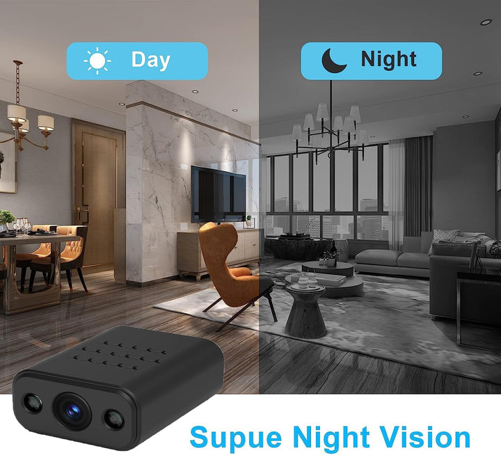 Mini Kamera, 4K HD Überwachungskamera Innen, 2,4/5 GHz WLAN innenkamera mit akku, Bewegungserkennung