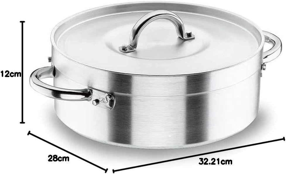 Lacor 20024 Bratentopf mit Deckel 24 cm, Silber niedriger Topf 24 cm, niedriger Topf 24 cm