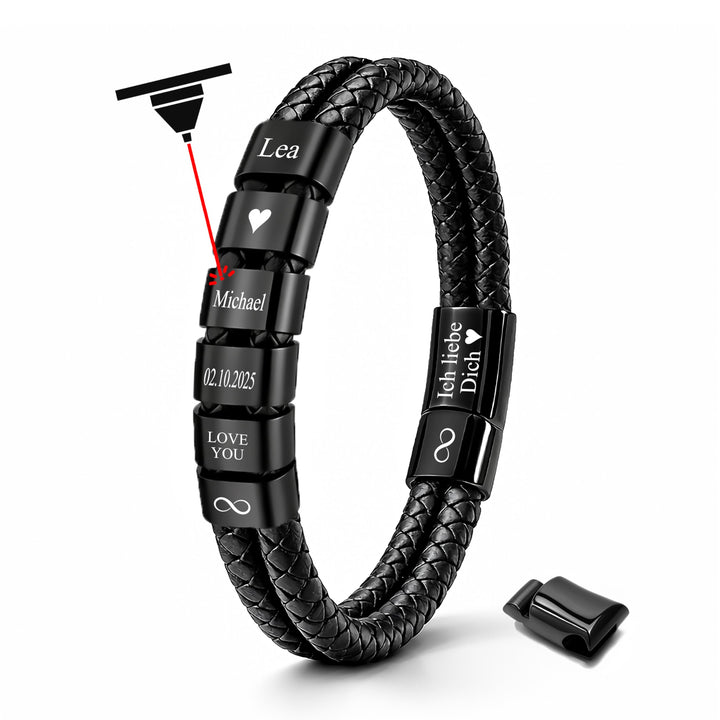 UNIQAL | Personaliesiertes Lederarmband mit Gravur "SHAPE" Herren Damen | Leather Bracelet mens | Ma
