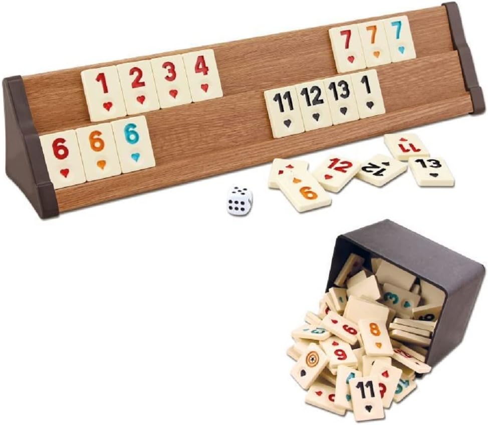 Rummy Okey Spiel Set Premium Set „VIP Wooden“ Edition mit Kunststoffsteinen Okay Takimi Türkisch aus