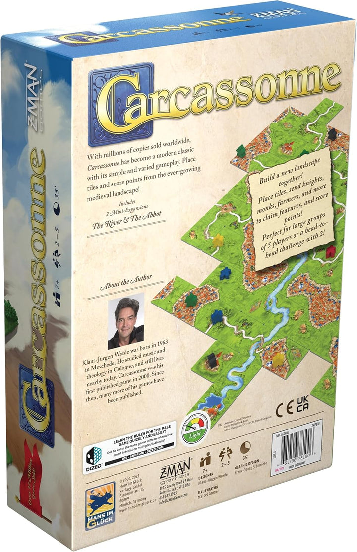 Z-Man Games , Carcassonne , Board Game , Ages 7+ , 2-5 Players , 45 Minutes Playing Time, Carcassonn