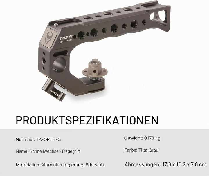 Tilta Quick Release Top Griff – (für BMPCC 4K/6K und die meisten DSLR/spiegellosen Kameras) (Tilta G