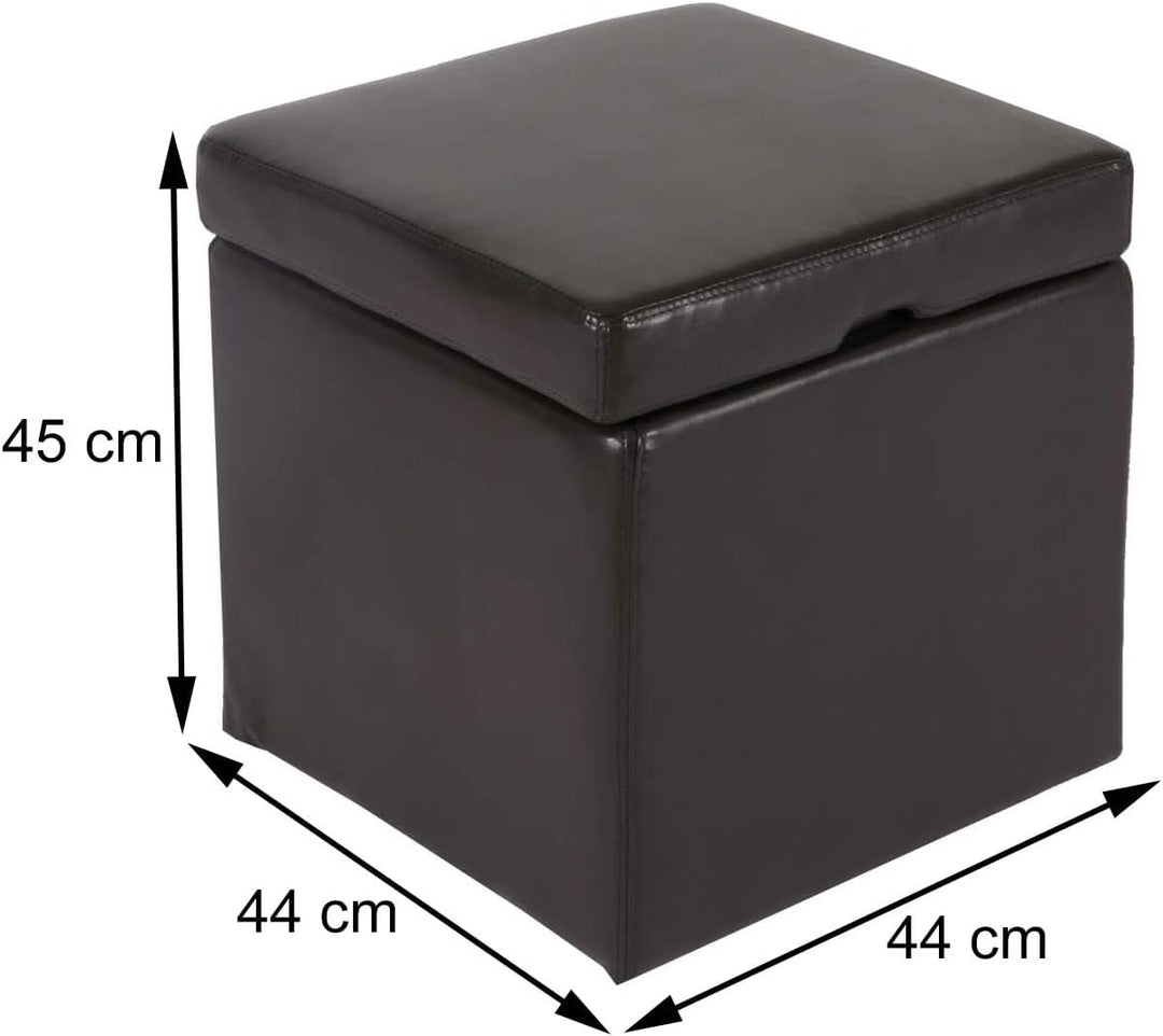 Mendler Hocker Sitzwürfel Sitzhocker Aufbewahrungsbox Onex, mit Deckel, Leder + Kunstleder, 45x44x44