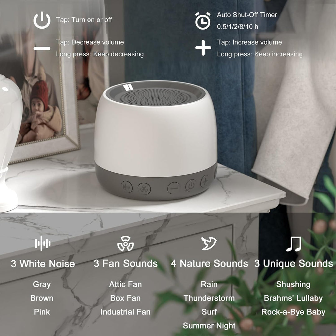 Zunate Sound Machine White Noise Machine mit 13 Beruhigenden Geräuschen für Babys, Kinder und Erwach
