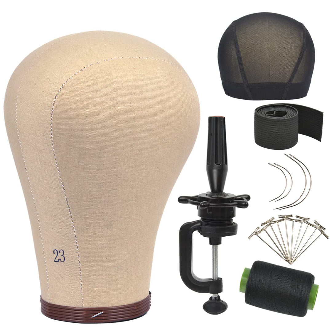 YTBYT 23 Zoll Perücke Kopf Kork Leinwand Block Kopf Perücke Display Styling Kopf Mannequin Kopf Mit