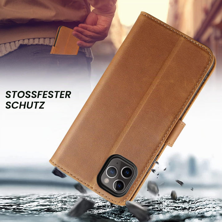 LENSUN Echtleder Hülle für iPhone 11 Pro Max, Handyhülle [Echtes Leder][Magnetverschluss][RFID Schut