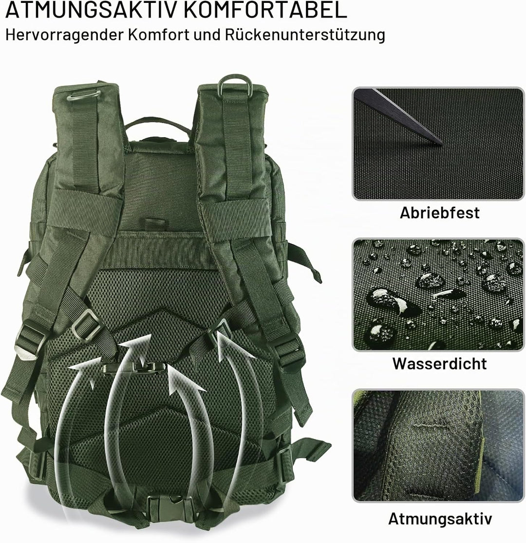 Militär Rucksack Herren,45L Gross Rucksack Wasserdicht Outdoor Assault Survival Wanderrucksack Herre