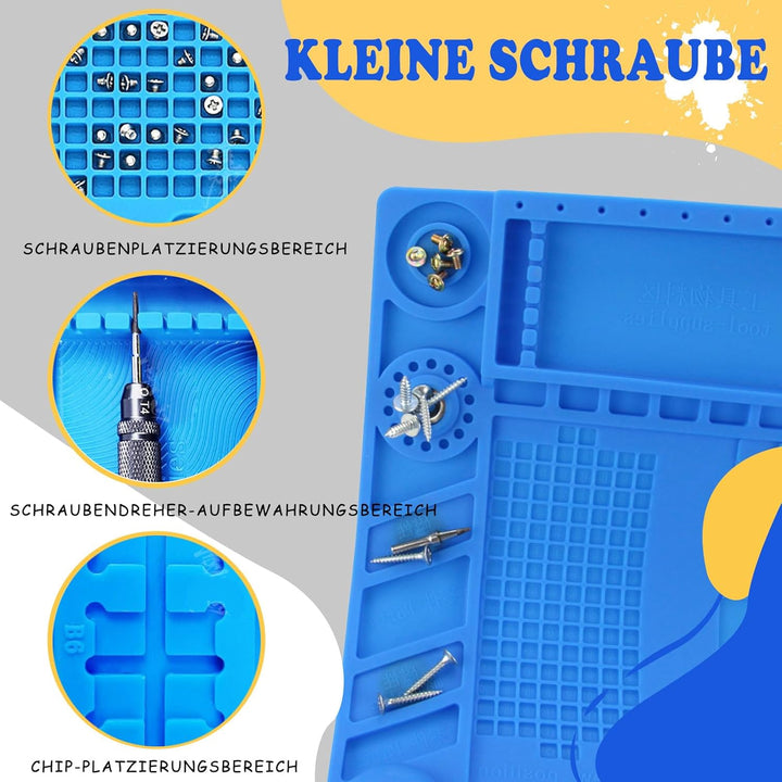 Magnetische Lötmatte, 500℃ Hitzebeständig Reparaturmatte, 45 x 30 cm Lötmatte Antistatische Reparatu