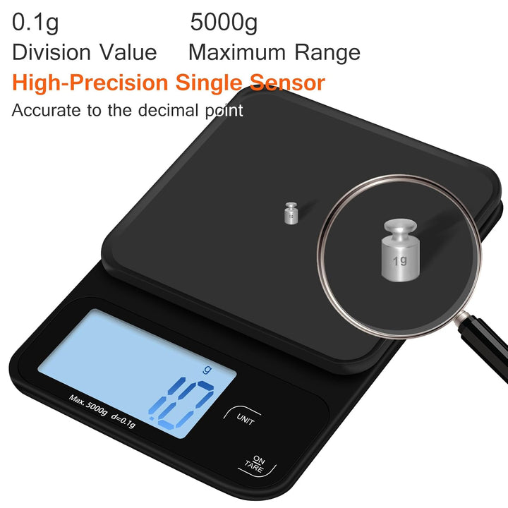 Elektronische Kaffeewaage, 5kg/0.1g Multifunktionale Küchenwaage Digital, Digitale Küchenwaagen Wand