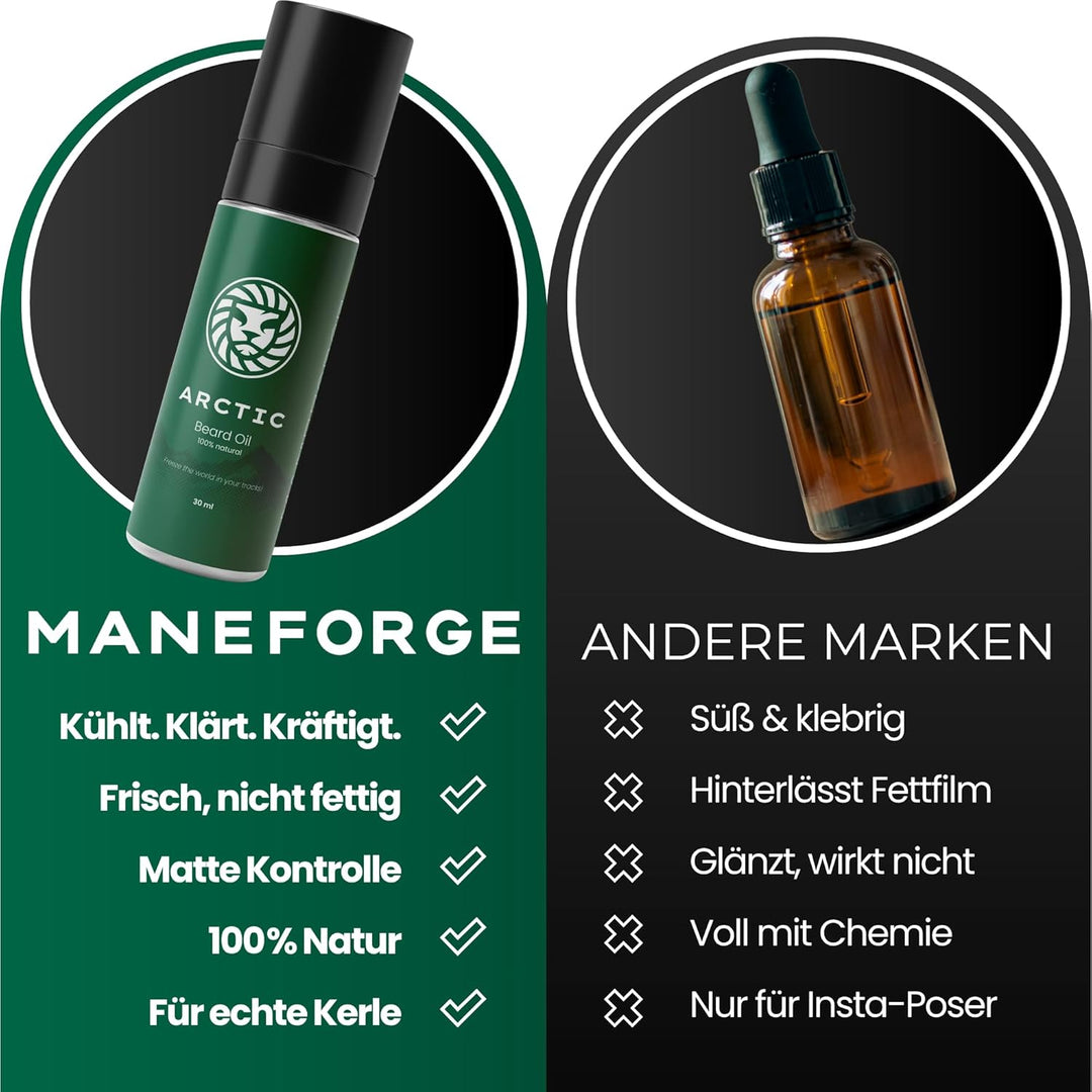 Arctic Bartöl für Männer – Veganes Bartpflegeöl mit Minz-Zitrus Duft – Kühlt & beruhigt – Gegen Juck