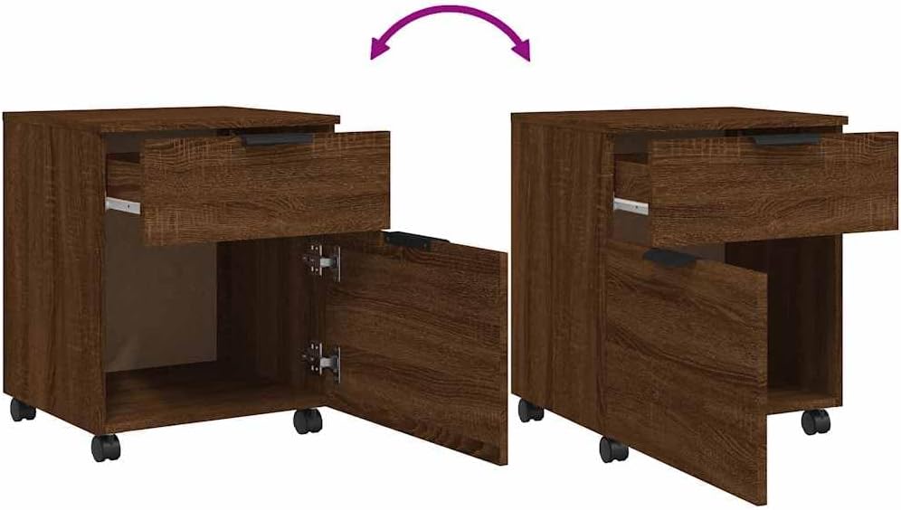 vidaXL Aktenschrank Mobil mit Rollen, Rollschrank Rollcontainer für Büro, Büroschrank mit viel Staur