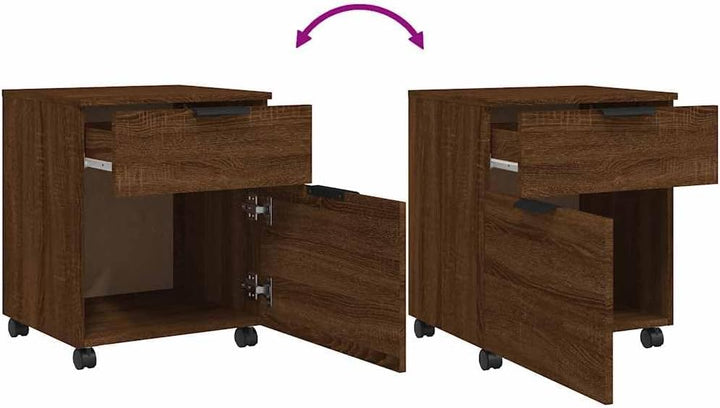 vidaXL Aktenschrank Mobil mit Rollen, Rollschrank Rollcontainer für Büro, Büroschrank mit viel Staur