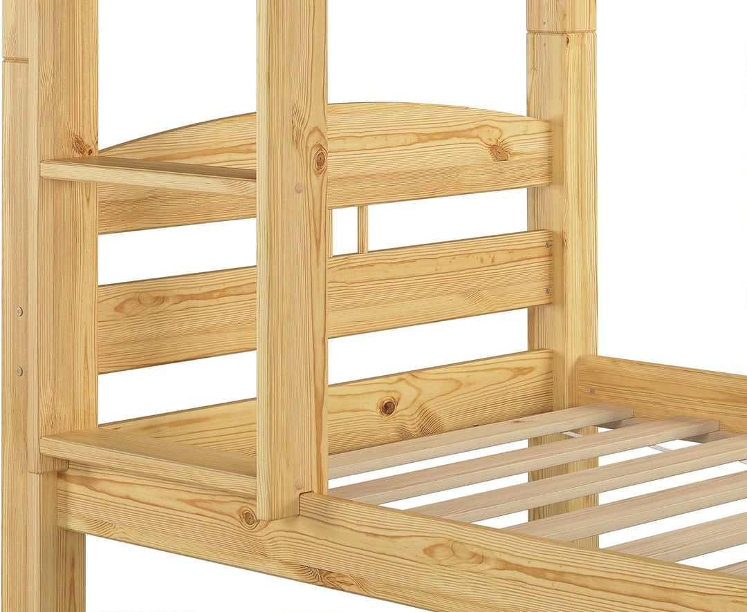 Erst-Holz® Kinder Etagenbett Kiefer Massivholz Stockbett 90x200 Hochbett Rollroste Bettkasten 60.10-