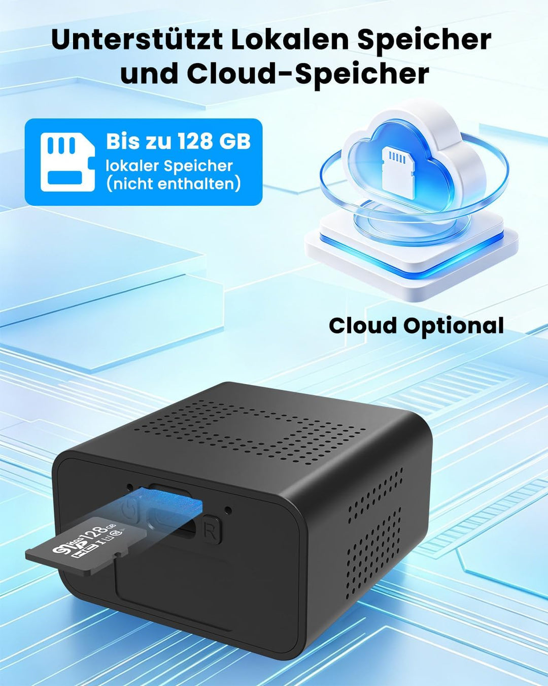 Mini Überwachungskamera Ohne WLAN, 4K Mini Kamera Überwachung Innen Akku, WLAN/AP Hotspot/Offline, m