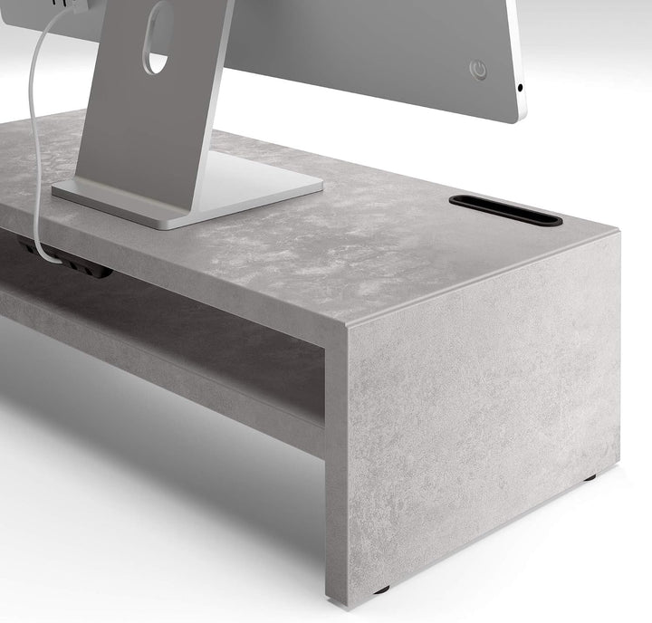 MOBILI FIVER, Monitorständer Riki, H.15 cm, Farbe: Grauer Beton, Laminiert, Made in Italy Altezza 15