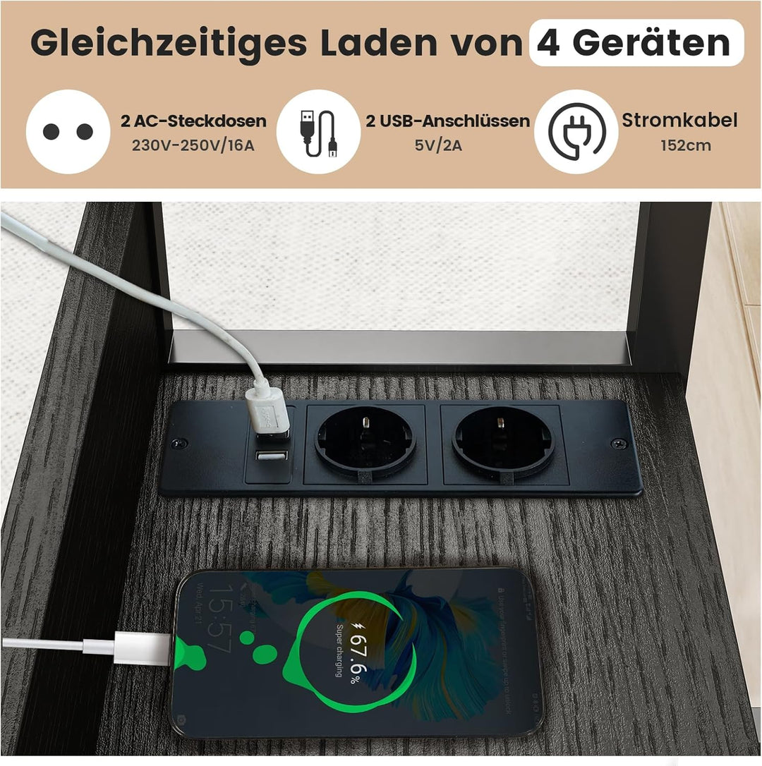 Hadulcet Beistelltisch Couch, Beistelltisch C-Form mit Rollen, verstellbare Tischplatte, Höhenverste