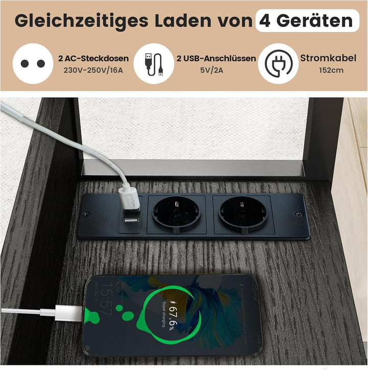 Hadulcet Beistelltisch Couch, Beistelltisch C-Form mit Rollen, verstellbare Tischplatte, Höhenverste