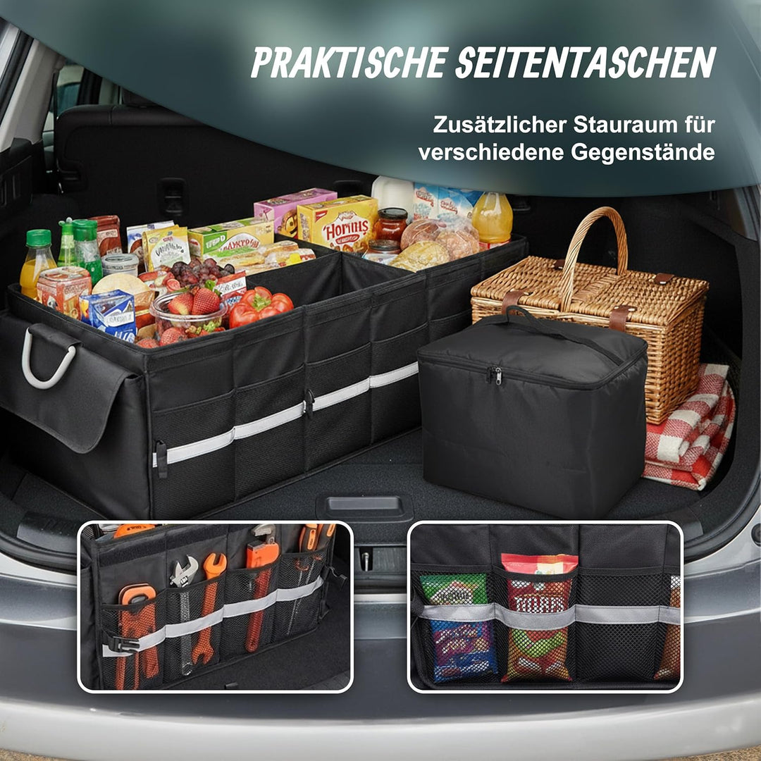 Relaxdays Kofferraum Organizer mit Deckel, entnehmbare Kühltasche, faltbar, HxBxT: 30 x 90 x 40 cm,