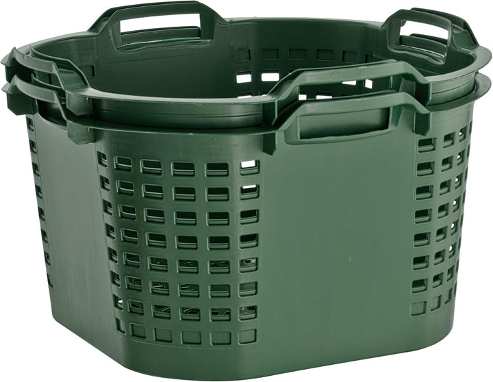 BURI 2x Erntekorb Gartenkorb lebensmittelecht - 50L Kartoffelkorb Obstkorb Laubkorb grün, drehstapel