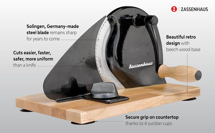 Zassenhaus Brotschneidemaschine manuell CLASSIC | Grau | Solinger Klingenstahl | Schnittstärken: 1-1