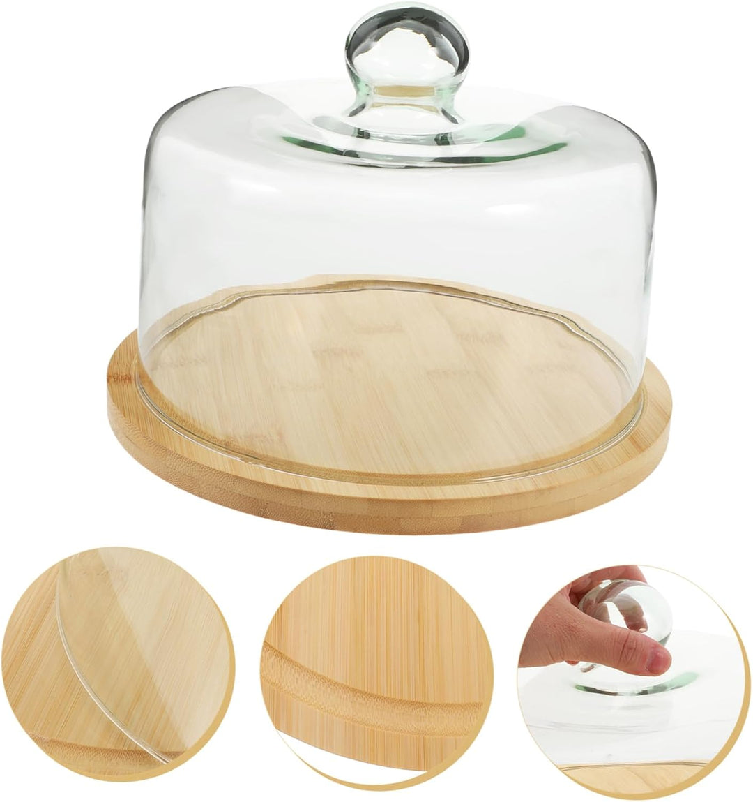 Cabilock Kunststoffschalen Kuchenstand Mit Glasglocke 1 Set Kuchen Dome Abdeckung mit Platte Dessert