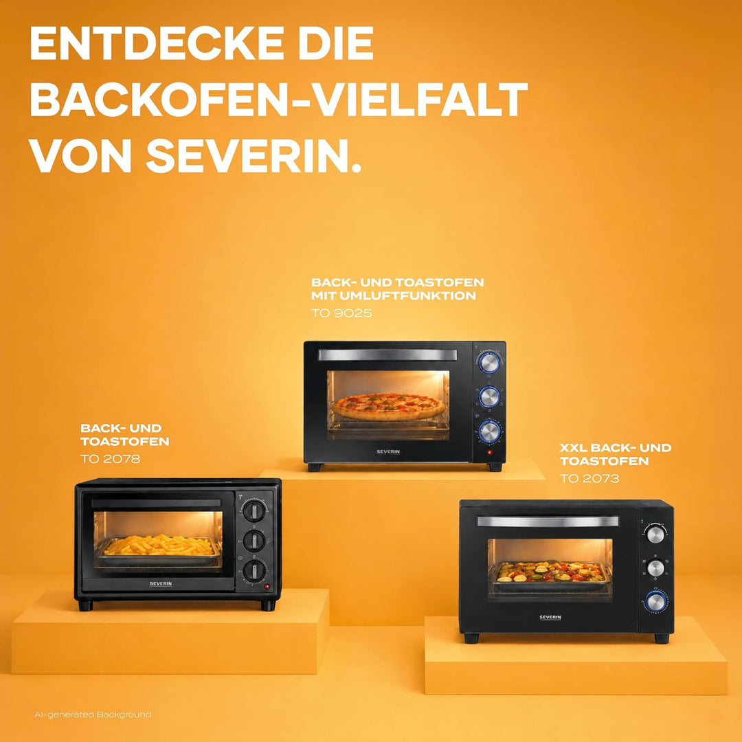 SEVERIN XXL Back- und Toastofen mit Umluftfunktion, Backofen mit Grillrost, Backblech, Drehspiess un