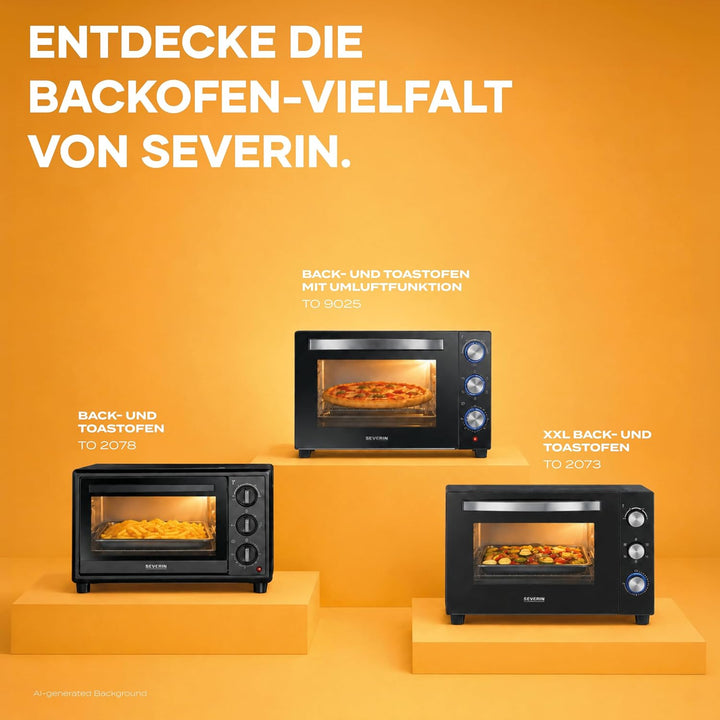 SEVERIN XXL Back- und Toastofen mit Umluftfunktion, Backofen mit Grillrost, Backblech, Drehspiess un