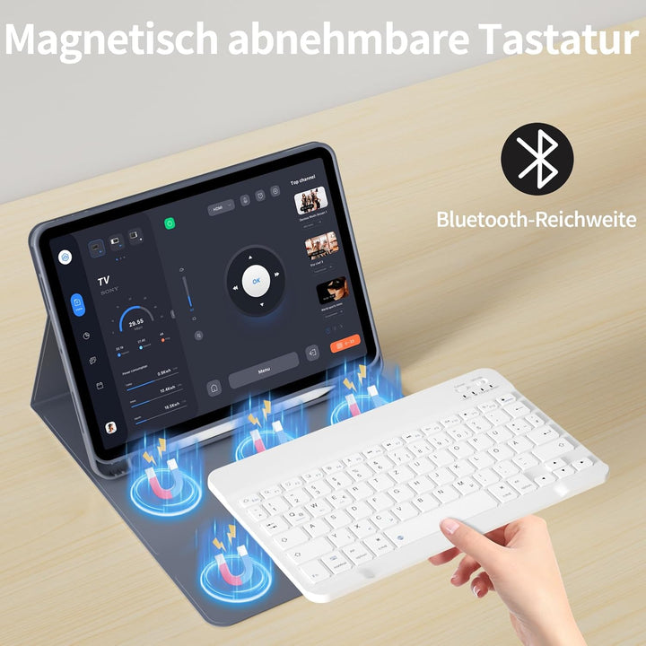 Tastatur Hülle für iPad Air 11 Zoll M4/M3/M2 &amp; iPad Air 5./4. Gen | Magnetisch Abnehmbare Kabellose