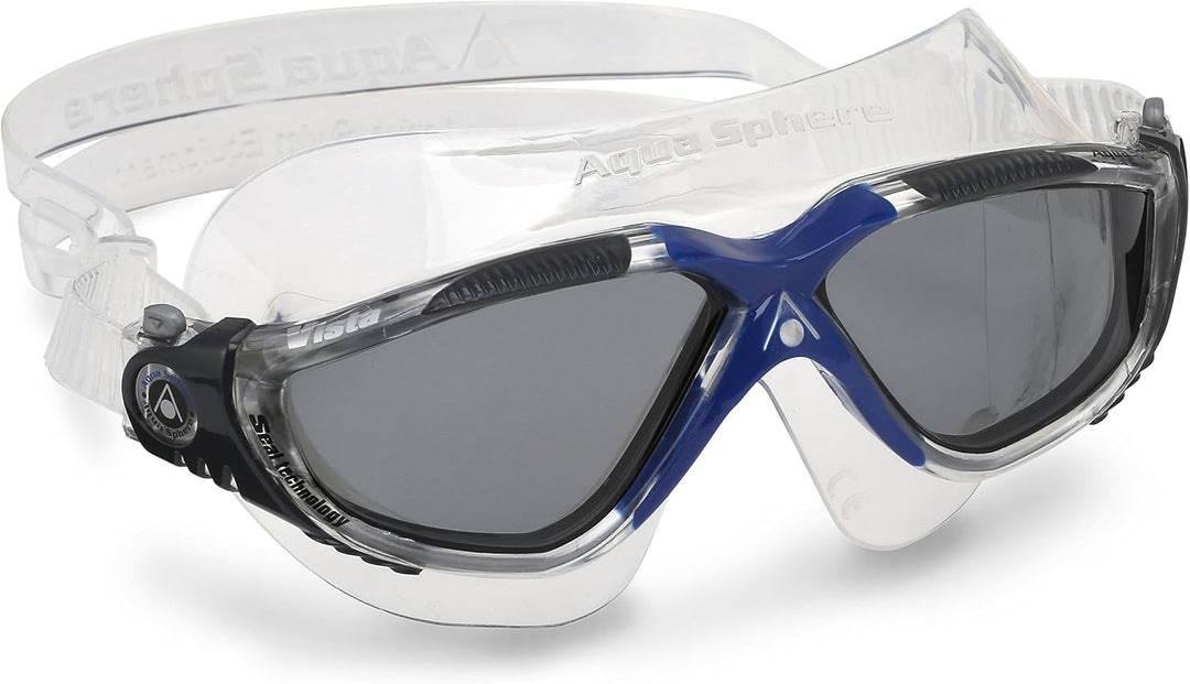 Aqua Sphere Unisex Vista Schwimmmaske (1er Pack) Einheitsgrösse Rauchglas: transparent/grau/blau, Ei