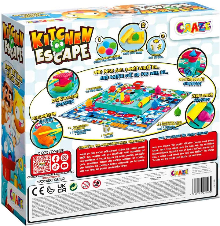 CRAZE Board Game Kitchen Escape – Zwiebel-Zerstörungsspiel mit Kinderknete für die ganze Familie, Br