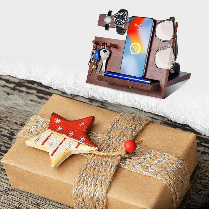 Geschenke für Männer Weihnachten Holz Telefon Dockingstation Nachttisch Organizer Männer Geschenk Ge