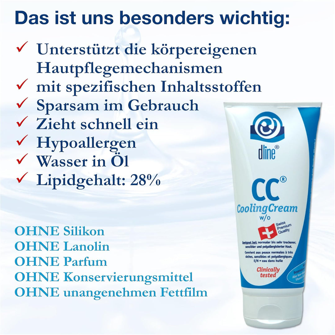 dline CC-CoolingCream | Vom Pflegeprofi für trockene, sensible Haut | 200ml Tube | Feuchtigkeitscrem