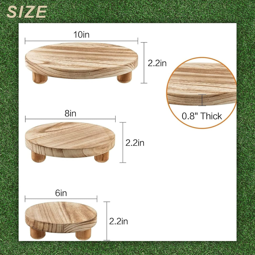 mumisuto Holz Blumenhocker,3 Stück Rund Holz-Topfpflanzenständer Blumenständer Hocker,Blumentopfstän