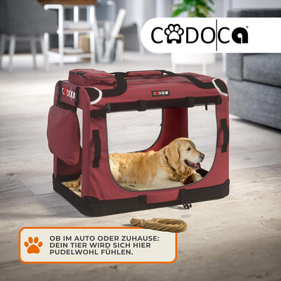 CADOCA® Hundebox faltbar Transportbox L 70x52x50cm robust atmungsaktiv Transporttasche Auto Rückbank