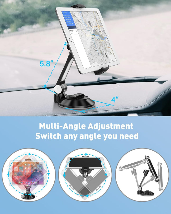 AboveTEK Tablet & Handy Ständer mit Saugnapf – Faltbare 360° Halterung Auto für iPad/Smartphones (4–