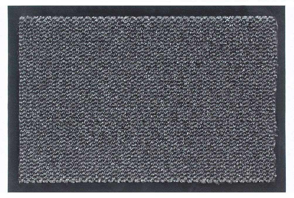 Carpido Fussmatte 60 x 90cm Grau meliert für den Innenbereich - Klassischer Türvorleger schnelltrock