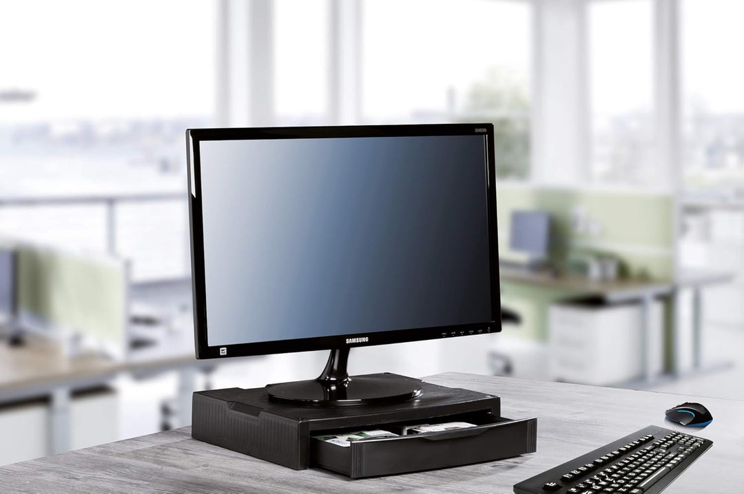 HAN Monitor Stand, Profi Monitorständer, Erhöhung für den Bildschirm, mit 1 Schublade, stabil und st