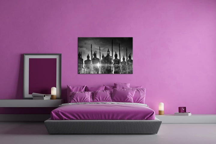 düstere Armee der Toden Format: 80x60 Effekt: Schwarz&Weiss als Leinwandbild, Motiv fertig gerahmt a