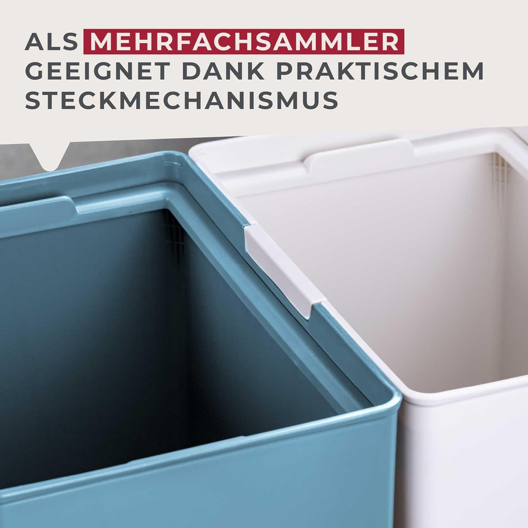 Fackelmann OSLO Touch Abfallsammler 20L, Stahlblau – Ideal als Mehrfachsammler, leicht & robust mit