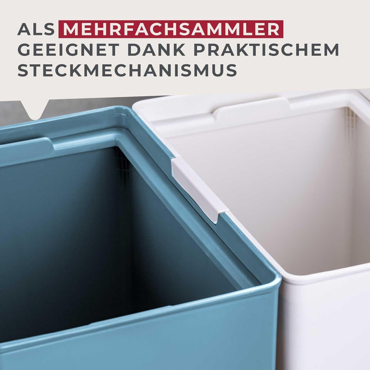 Fackelmann OSLO Touch Abfallsammler 20L, Stahlblau – Ideal als Mehrfachsammler, leicht & robust mit