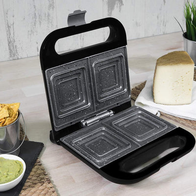 Cecotec Sandwichmaker Rock´nToast Square. 750 W, Verschluss- und Hohlklemme, 2 Sandwiches, RockStone