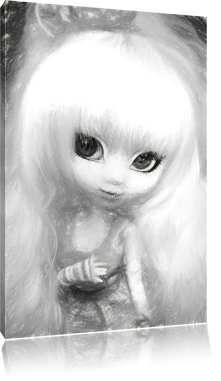 Pullip-Püppchen im 70er-Jahre-Stil NewArt Format: 100x70 cm auf Leinwand, XXL riesige Bilder fertig