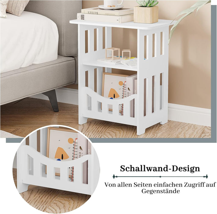 Dripex Beistelltisch, Nachttisch 3 Ebenen, 36x24x40cm, Kaffeetisch, Couchtisch, Sofatisch, für Schla
