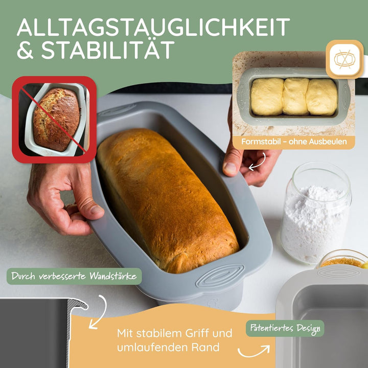 Backefix Brotbackform Silikon 26 cm – Grosse Backform Kastenform 2100ml für Brot und Kuchen mit extr