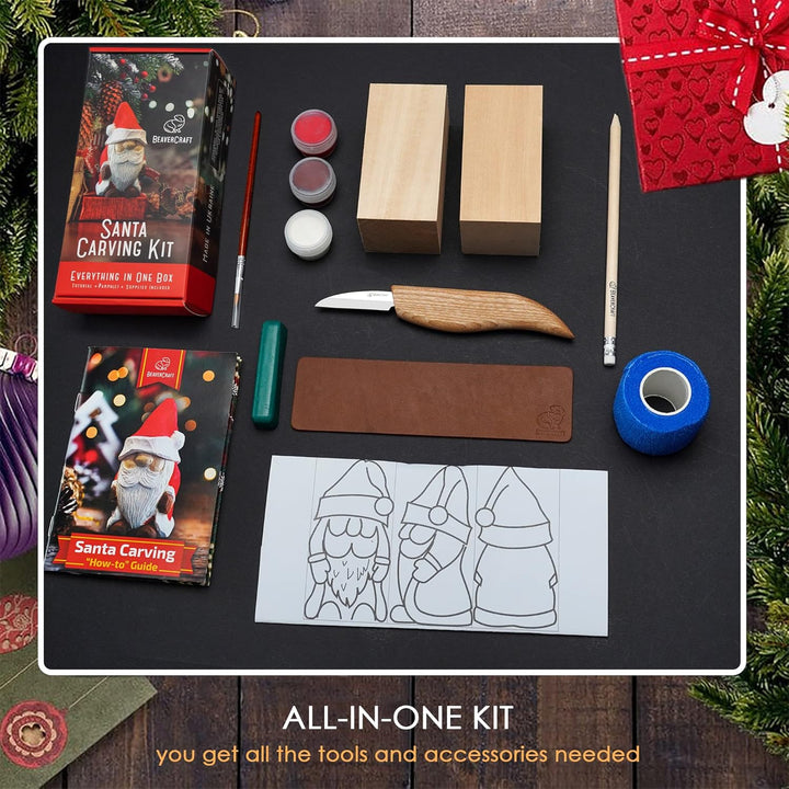 BeaverCraft Holzschnitzset für Kinder DIY 06 Santa - Schnitzmesser Set für Anfänger Erwachsene und J