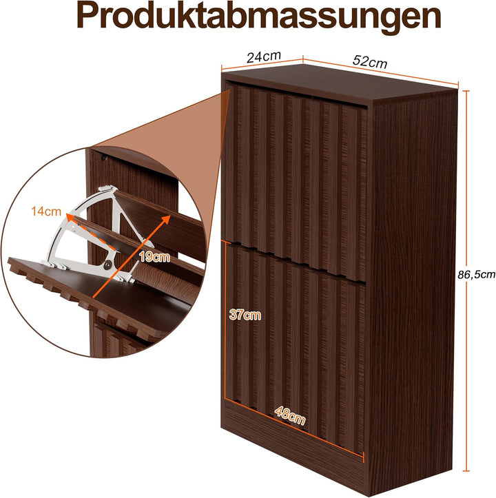 UEV Schuhschrank mit 2/4 Klappen Holz (Dunkelbraun, 2 Klappen)