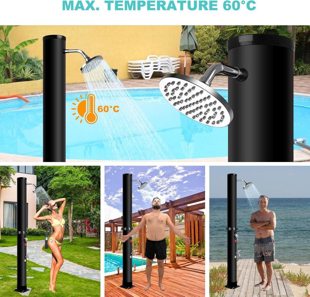 Solardusche 40 Liter Solardusche Garten Gartendusche Aussendusche mit Drehbarem Regenduschkopf und W