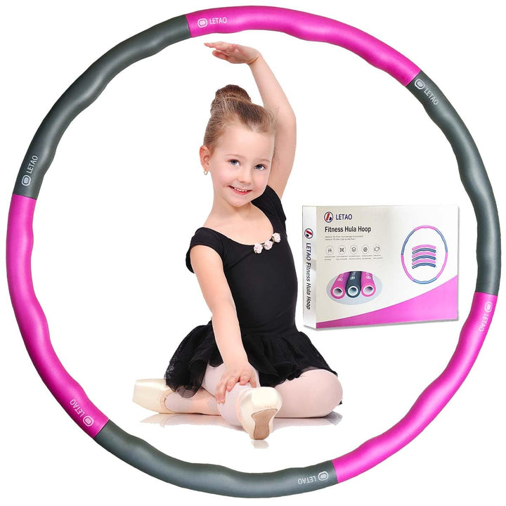 LETAO Hula Hoop Reifen Kinder von 4-8 Jahren | 510g Rosa-Grau Hula Hoop Reifen Kinder, Zerlegbar, in